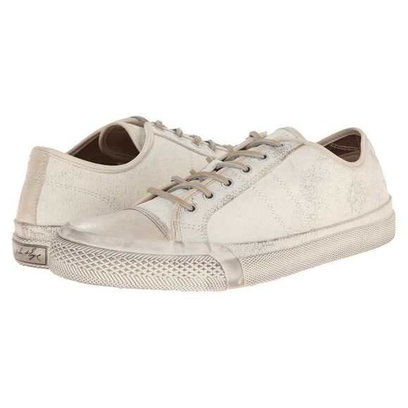 Frye Greene Low Sneaker | Off White Painted Canvas - Picture 1 of 10